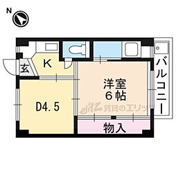 ビレッジハウス宮内2号棟 1DKの間取図画像