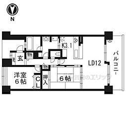 ロータリーマンション大津京レアール 2LDKの間取図画像