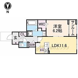 ブライトピアニー 1LDKの間取図画像