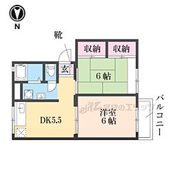 マノワール鳰 2DKの間取図画像