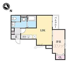ALEGRIA草津 1LDKの間取図画像