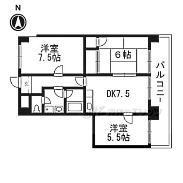 滋賀県高島市安曇川町西万木(賃貸マンション3DK・3階・55.50㎡)の写真 その2