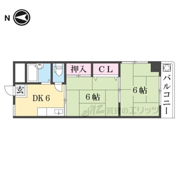 コスモスハイツ長浜 403｜滋賀県長浜市神照町(賃貸マンション2DK・4階・36.36㎡)の写真 その2