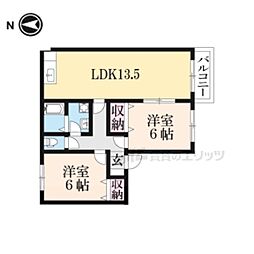 JR北陸本線 長浜駅 バス10分 平方東下車 徒歩5分の賃貸アパート 2階2LDKの間取り