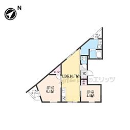 京都グランデ二条駅南 2LDKの間取図画像