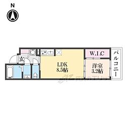 シエーナグランデ四条烏丸 1DKの間取図画像