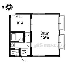 ウェストヒルズ桂 1DKの間取図画像