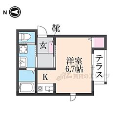 シャインメゾン長岡京 ワンルームの間取図画像