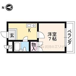 グランドール新田辺 1Kの間取図画像
