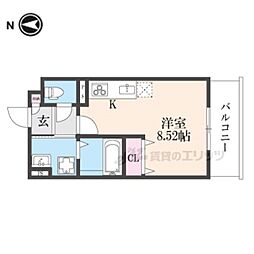 THE CITY京都醍醐 1Kの間取図画像