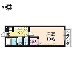 ラ・コリーヌ1 1Kの間取図画像