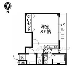 シャトル京都駅 1Kの間取図画像