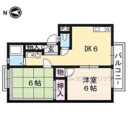 広野ハイムA棟 2DKの間取図画像