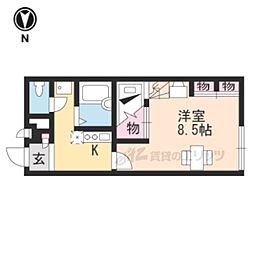 レオパレス蘭 1Kの間取図画像