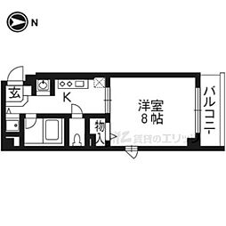 ザ・ベース四条大宮 1Kの間取図画像