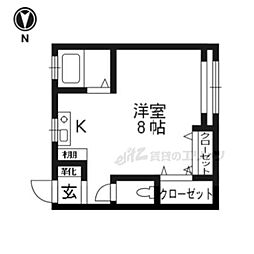東山ハイツ ワンルームの間取図画像