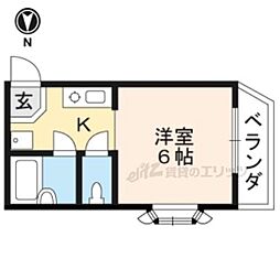 ハイツ白銀 1Kの間取図画像