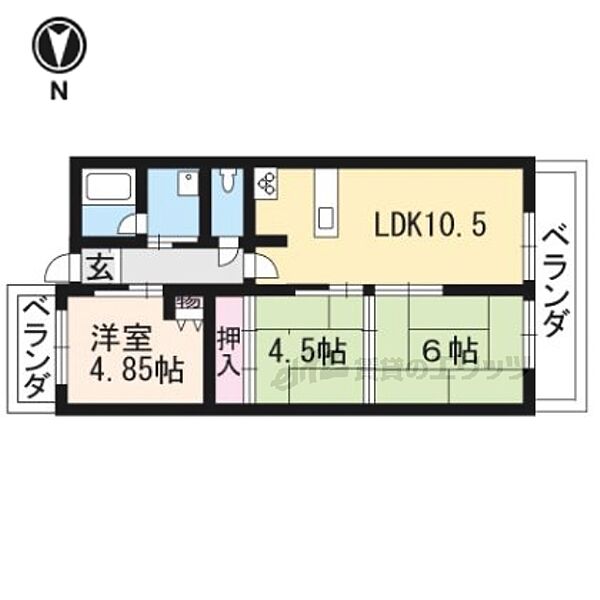 京都府宇治市宇治若森(賃貸マンション3LDK・7階・53.35㎡)の写真 その2