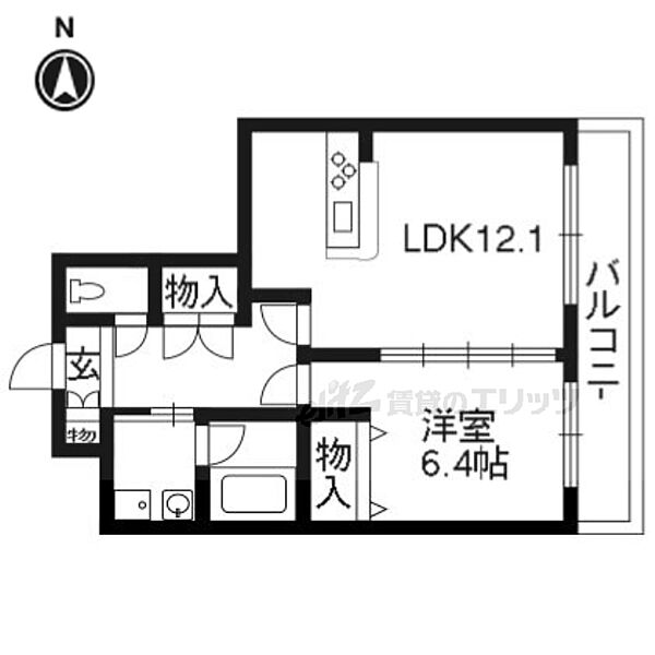 京都府京都市伏見区深草仙石屋敷町(賃貸マンション1LDK・4階・45.55㎡)の写真 その2