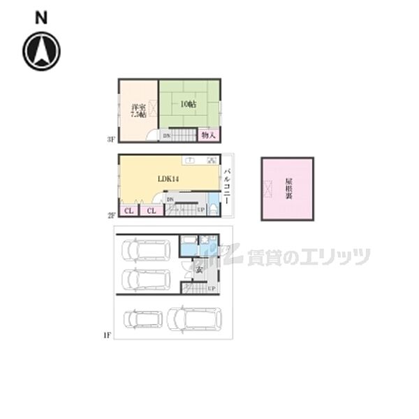 京都府京都市伏見区日野野色町(賃貸一戸建3LDK・2階・108.36㎡)の写真 その2