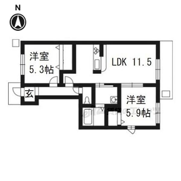 シンハイム 105｜京都府京都市南区久世東土川町(賃貸アパート2LDK・1階・51.50㎡)の写真 その2