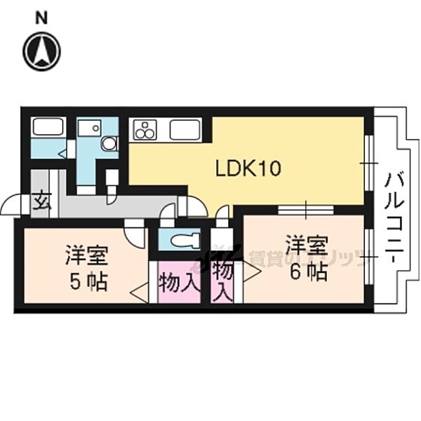 ローレルコート五番館 405｜京都府長岡京市開田4丁目(賃貸マンション2LDK・4階・55.02㎡)の写真 その2