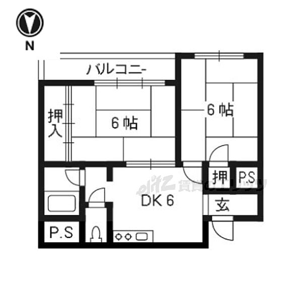 京都府向日市寺戸町辰巳(賃貸マンション2DK・2階・36.85㎡)の写真 その2