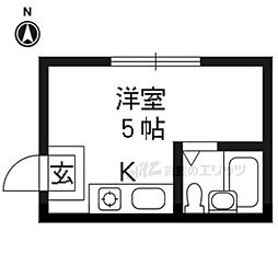 ハイツ阪本 2階ワンルームの間取り