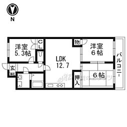 阪急京都本線 西向日駅 徒歩9分の賃貸マンション 1階3LDKの間取り