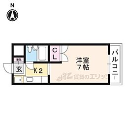 近鉄京都線 富野荘駅 徒歩3分の賃貸マンション 4階1Kの間取り