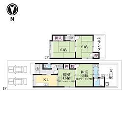 JR奈良線 城陽駅 徒歩12分の賃貸一戸建て 4Kの間取り