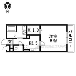 グランドゥール小倉 1階1Kの間取り