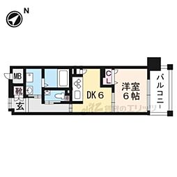 エイジングコート淀城公園 5階1DKの間取り