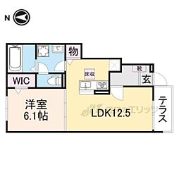 グリーンハイツ加茂II 1階1LDKの間取り
