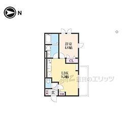 MOCXION桃山 1階1LDKの間取り