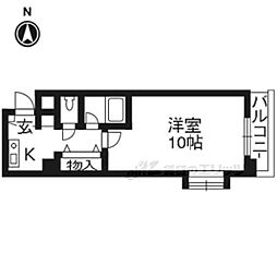京阪本線 藤森駅 徒歩3分の賃貸マンション 4階1Kの間取り