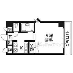 近鉄京都線 小倉駅 徒歩12分の賃貸マンション 2階1Kの間取り