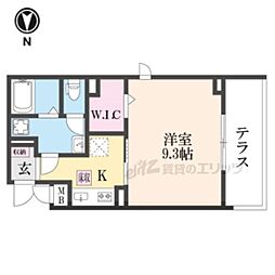 第2シャトー小倉 1階1Kの間取り