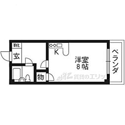 ジョイフル宇治 1階1Kの間取り