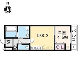 京阪本線 伏見桃山駅 徒歩10分の賃貸マンション 地下1階1DKの間取り