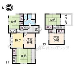 JR奈良線 城陽駅 徒歩12分の賃貸一戸建て 2階5DKの間取り