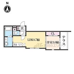 ウィローツリーレジデンス京都伏見 1階1LDKの間取り