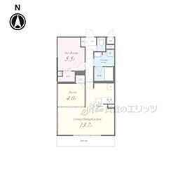 JR奈良線 城陽駅 徒歩4分の賃貸マンション 1階1LDKの間取り