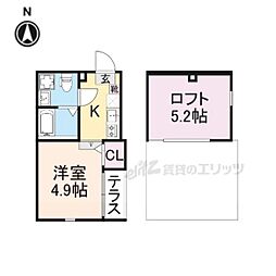 ハーモニーテラス豊後橋町A 1階1Kの間取り