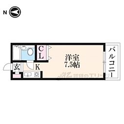 メゾン藤森Ｂ棟 2階1Kの間取り