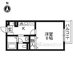 阪急京都本線 東向日駅 徒歩10分の賃貸アパート 1階1Kの間取り