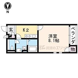 JR奈良線 城陽駅 徒歩9分の賃貸アパート 2階1Kの間取り