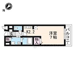 JR奈良線 城陽駅 徒歩6分の賃貸アパート 2階ワンルームの間取り
