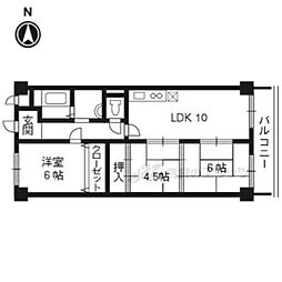 JR東海道・山陽本線 桂川駅 徒歩10分の賃貸マンション 3階3LDKの間取り
