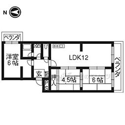 京都地下鉄東西線 醍醐駅 徒歩16分の賃貸マンション 3階3LDKの間取り